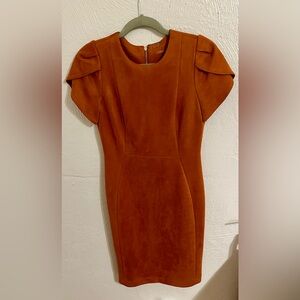 Calvin Klein - faux suede sheath dress, tulip sleeved